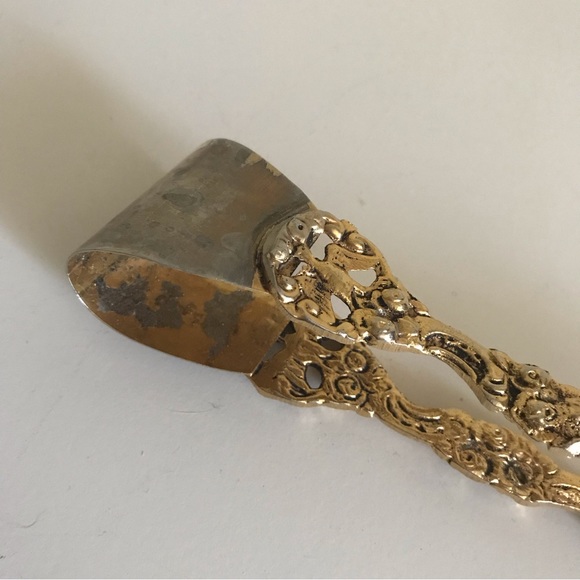 Antique Gold Plated Bird Claws Cake Tongs - Picture 4 of 10